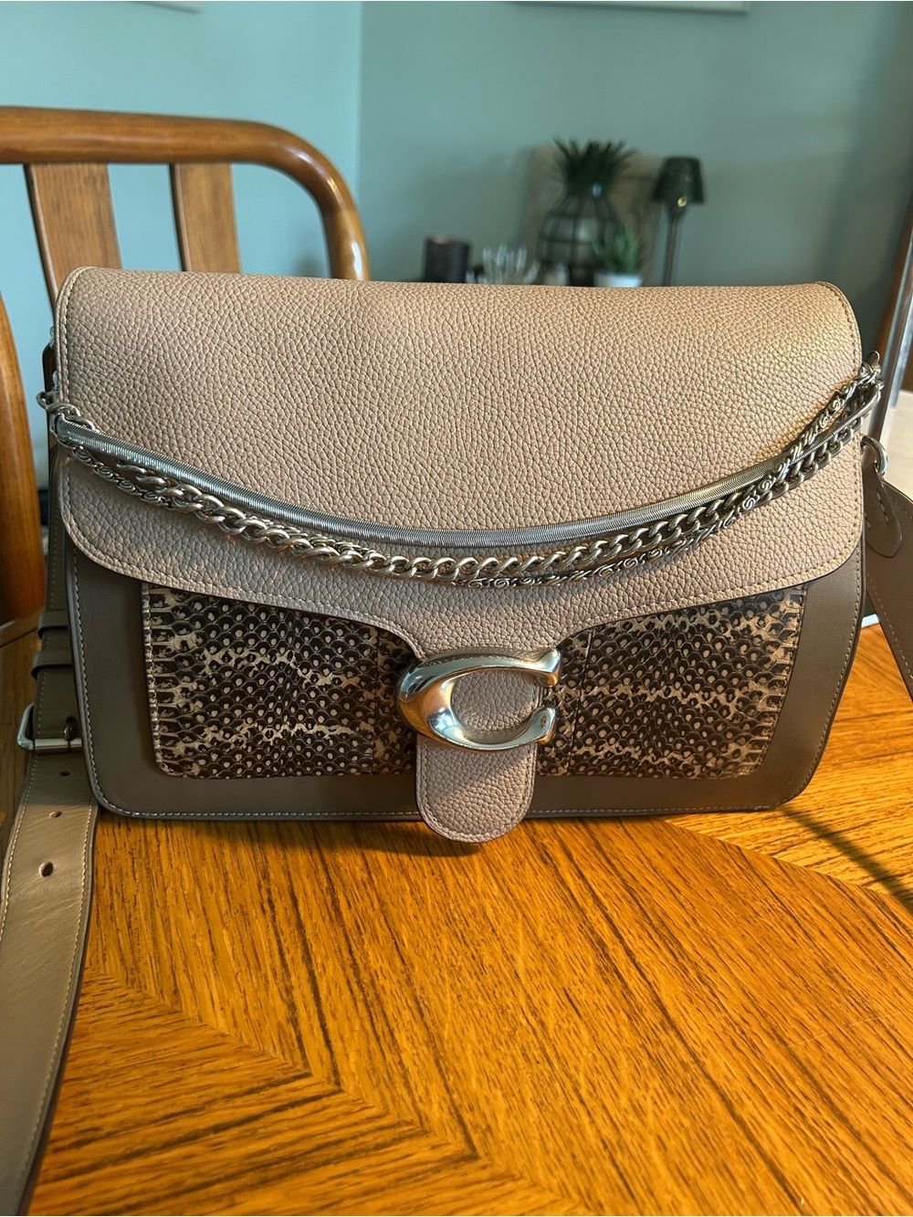 Coach Tabby 30 Leather Shoulder Bag/Black Leather Wallet - Taupe/Beige